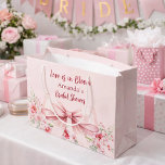 Love is in Bloom pink bow floral Bridal Shower Large Gift Bag<br><div class="desc">Blush pink background decorated with a pink colored bow and pink roses,  flowers. Personalize and add a name
Text: Love is in Bloom</div>