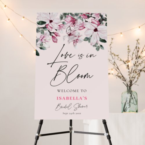 Love Is In Bloom Pink Bridal Shower Welcome Sign