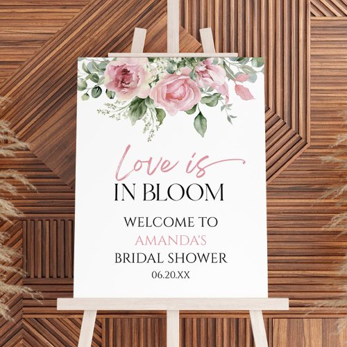 Love Is In Bloom Pink Bridal Shower Welcome Sign