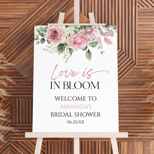 Love Is In Bloom Pink Bridal Shower Welcome Sign (Creator Uploaded)