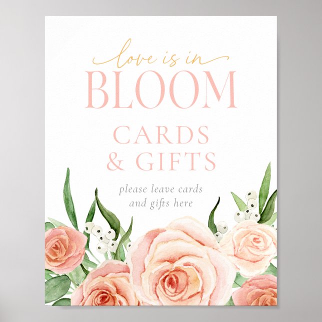 Love Is In Bloom Pink Cards And Gift Table Sign (Front)