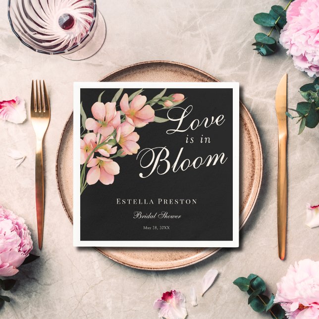 Love is in Bloom Pink Cherry Blossom Bridal Shower Napkins (Creator Uploaded)