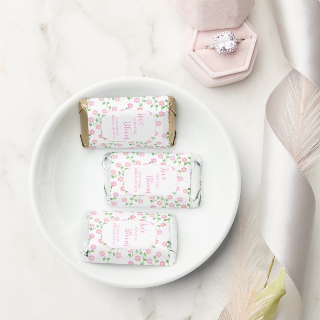Love Is In Bloom Pink Floral Bridal Shower Hershey's Miniatures (Wedding)