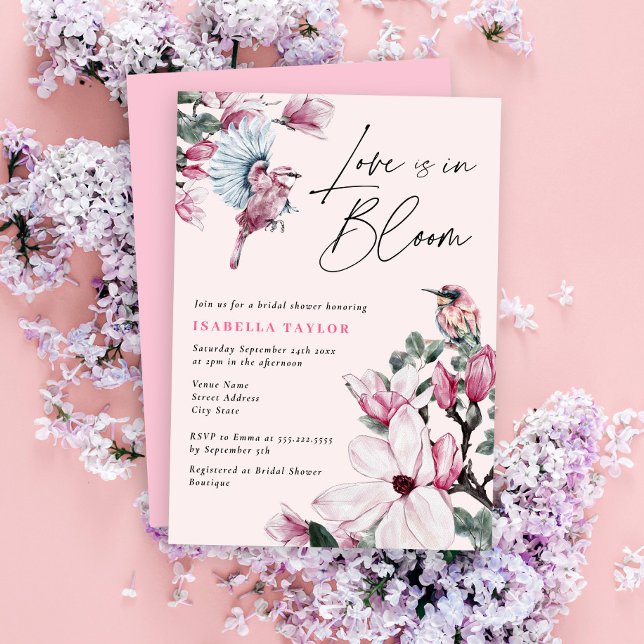 Love Is In Bloom Pink Floral Bridal Shower Invitation (Creator Uploaded)