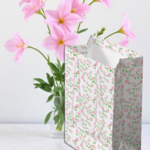 Love Is In Bloom Pink Floral Bridal Shower Medium Gift Bag