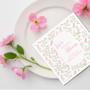 Love Is In Bloom Pink Floral Bridal Shower Napkins