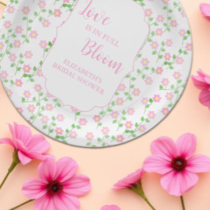 Love Is In Bloom Pink Floral Bridal Shower Paper Plates