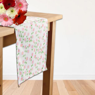 Love Is In Bloom Pink Floral Bridal Shower Short Table Runner