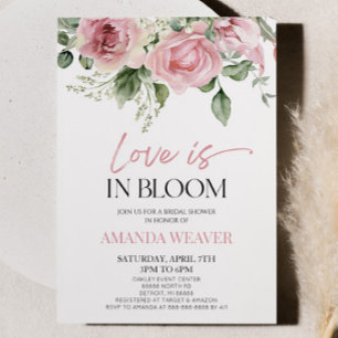 Love Is In Bloom Pink Floral Flower Bridal Shower Invitation