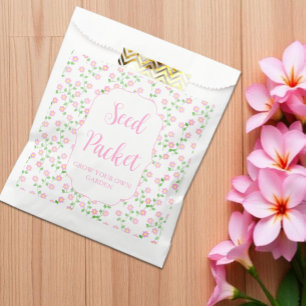 Love Is In Bloom Pink Floral Seed Packet Favor Bag