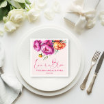 Love is in bloom pink flower bridal shower printed napkins<br><div class="desc">Love is in bloom Pink magenta peach peonies elegant bridal shower monogram printed napkins template ,  vibrant bold colors modern casual typography personalized bridal shower table decor</div>