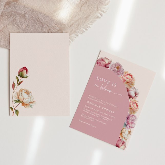 Love Is In Bloom Pink Peony Frame Bridal Shower In Invitation (Creator Uploaded)