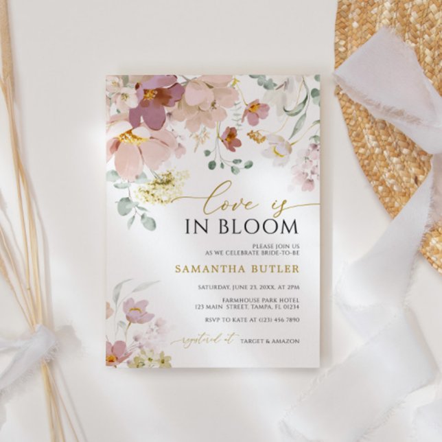 Love is in Bloom Pink & Red Wildflowers Shower Invitation (Creator Uploaded)