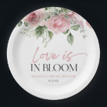 Love Is In Bloom Pink Rose Floral Bridal Shower Paper Plates<br><div class="desc">This is a Love Is In Bloom Pink Rose Floral Flowers Bridal Shower Paper Plates!</div>