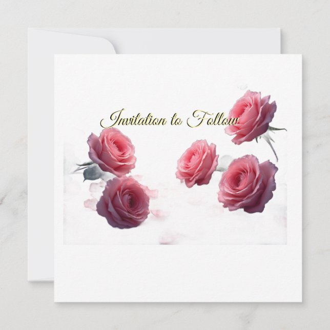 Love is in Bloom Pink Roses Save the Date Wedding (Back)