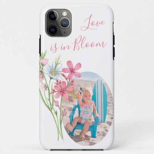 Love is in Bloom Pink Watercolor Wildflower iPhone 11 Pro Max Case