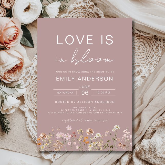 Love is in Bloom Pink Wildflower Bridal Shower Invitation (Creator Uploaded)