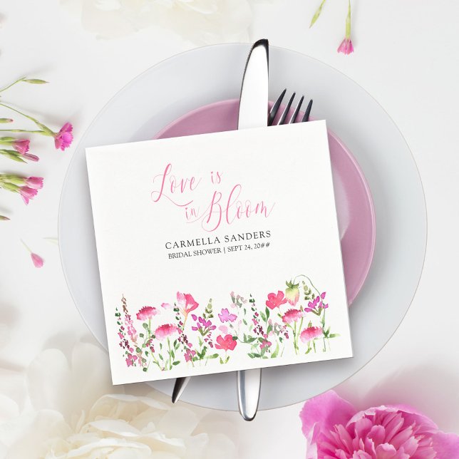 Love is in Bloom Pink Wildflower Bridal Shower Napkins (Love is in Bloom napkins  from my Pink Wildflower Collection. )