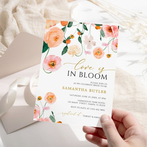 Love is in Bloom Poppies Flowers Bridal Shower Invitation