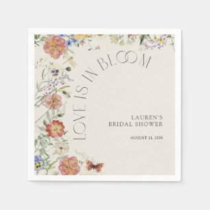 Love Is In Bloom Pressed Wildflower Bridal Shower Napkins