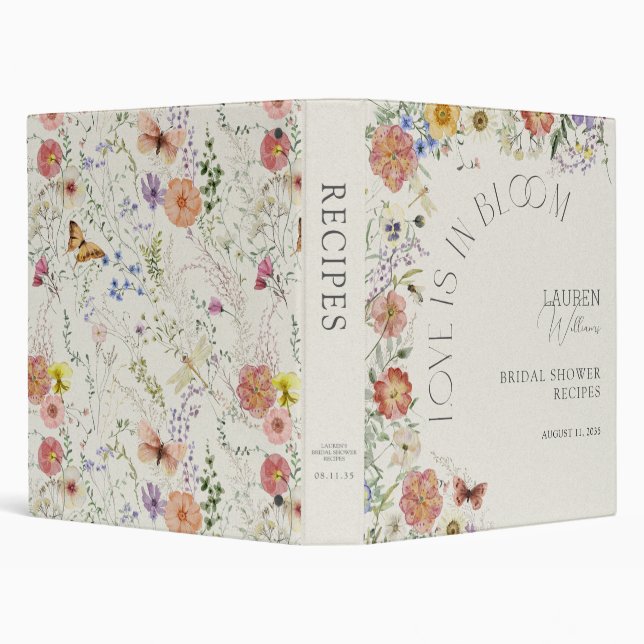 Love Is In Bloom Pressed Wildflower Shower Recipe 3 Ring Binder (Background)