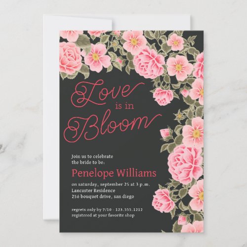 LOVE IS IN BLOOM PRETTY PINK WILD ROSES INVITATION