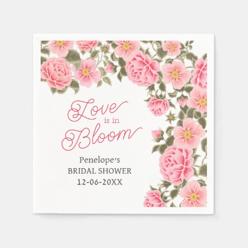 LOVE IS IN BLOOM PRETTY PINK WILD ROSES NAPKINS