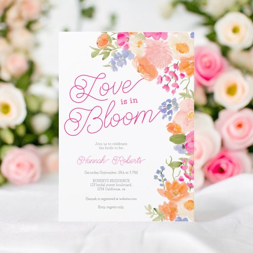 Love is in bloom pretty wildflowers bridal shower invitation