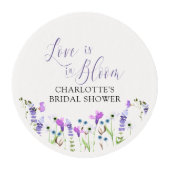 Love is in Bloom Purple Wildflower Bridal Shower Edible Frosting Rounds (Front)