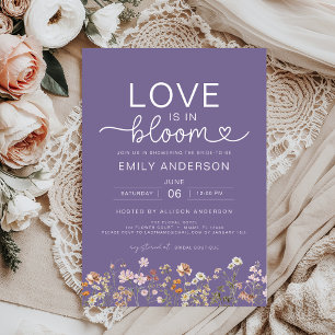 Love is in Bloom Purple Wildflower Bridal Shower Invitation