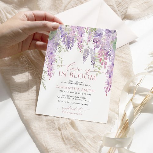 Love is in Bloom Purple Wisteria Bridal Shower Invitation