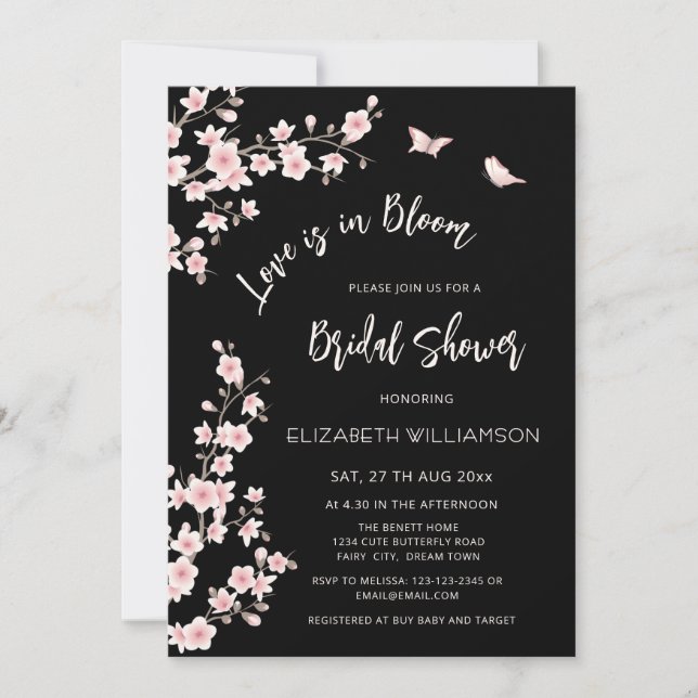 Love Is In Bloom | QR Code Registry Bridal Shower Invitation (Front)