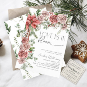 Love is in Bloom Red Pine Winter Flowers Invitation