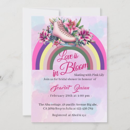 Love is in Bloom rose gold pink lily bridal shower Invitation