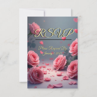 Love is in Bloom RSVP Pink Roses Wedding