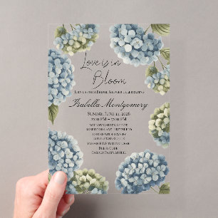 Love Is in Bloom Rustic Spring Hydrangea Acrylic Invitations