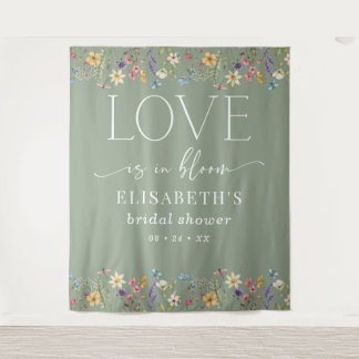 Love Is in Bloom Sage Green Bridal Shower Backdrop