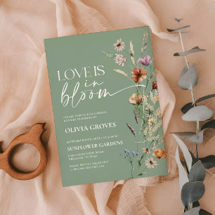 Love is in Bloom Sage Green Bridal Shower  Invitation