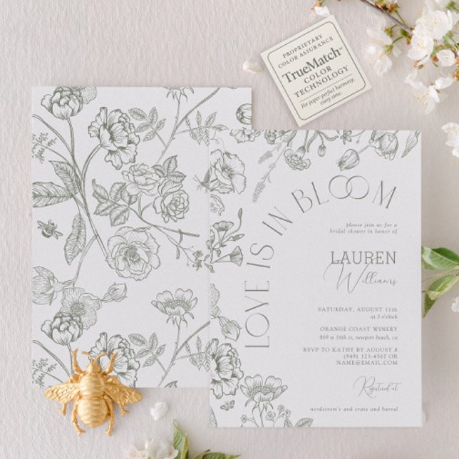 Love Is In Bloom Sage Green Floral Bridal Shower Invitation (Creator Uploaded)