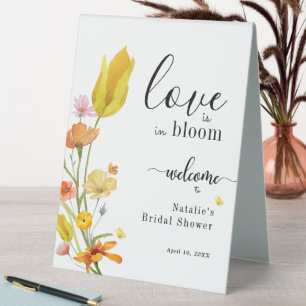 Love is in Bloom Spring Bridal Shower Welcome Table Tent