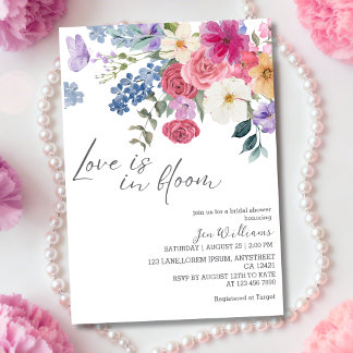 Love is in bloom spring floral bridal shower invitation