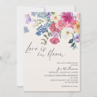 Love is in bloom spring floral bridal shower invitation