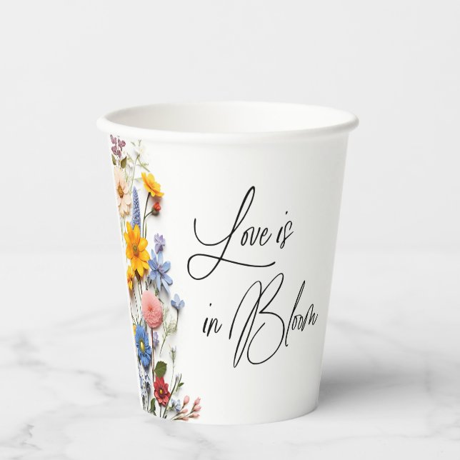 Love Is In Bloom Spring Floral Bridal Shower Paper Cups (Front)