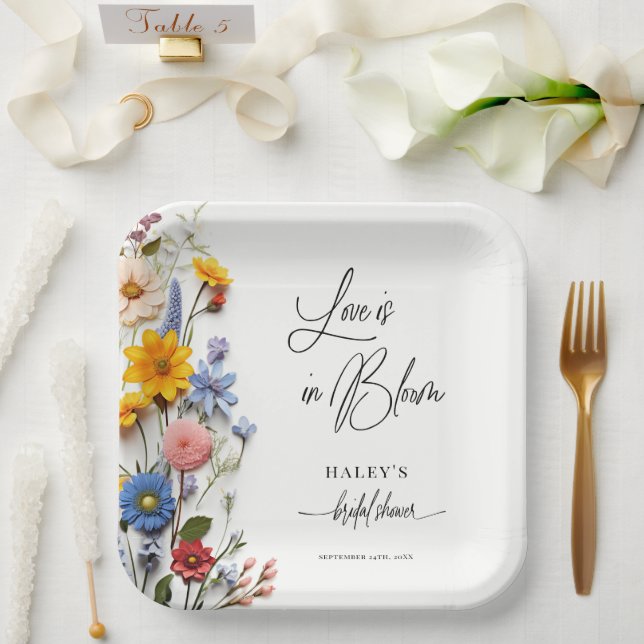 Love Is In Bloom Spring Floral Bridal Shower Paper Plates (Wedding)