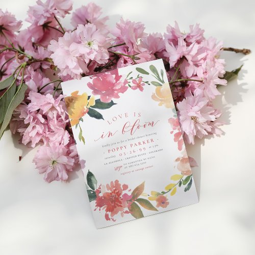 Love Is In Bloom Spring Flowers Boho Bridal Shower Invitation