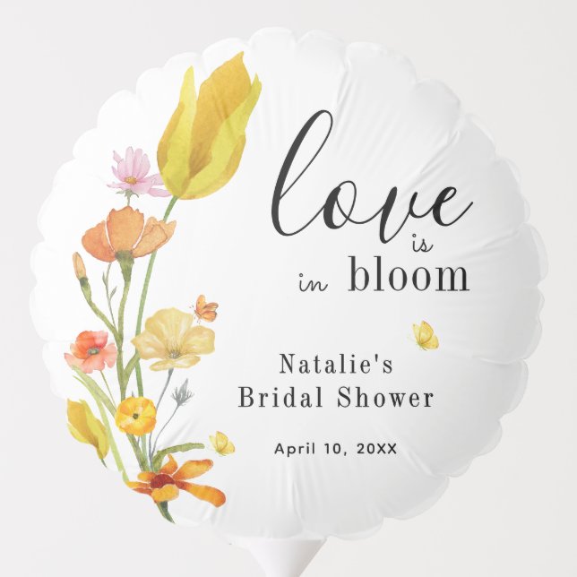 Love is in Bloom Spring Wildflower Bridal Shower Balloon (Back)