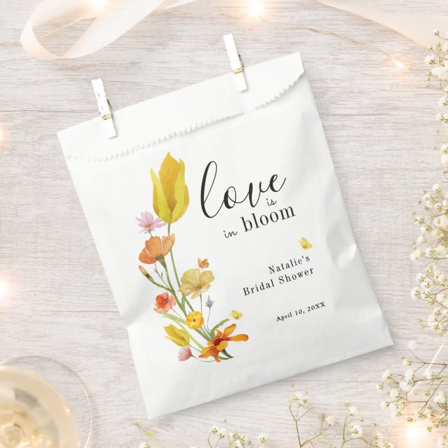 Love is in Bloom Spring Wildflower Bridal Shower Favor Bag (Clipped)
