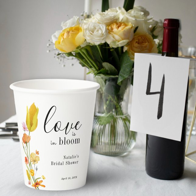 Love is in Bloom Spring Wildflower Bridal Shower Paper Cups (Creator Uploaded)