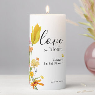 Love is in Bloom Spring Wildflower Bridal Shower Pillar Candle