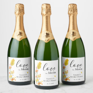 Love is in Bloom Spring Wildflower Bridal Shower Sparkling Wine Label